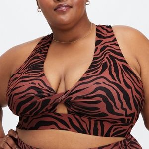 Fabletics 4x oasis twist sports bra mahogany zebra